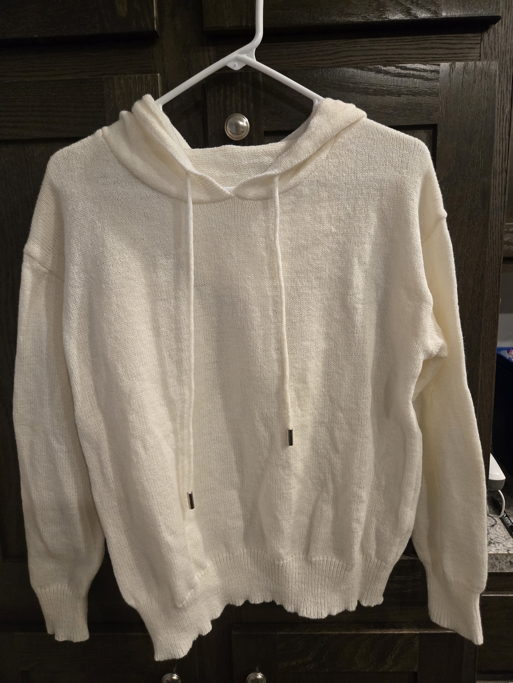 Women's Cream Hooded Knit Sweater